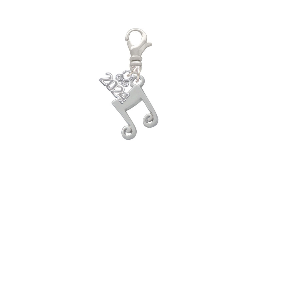 Delight Jewelry Silvertone Double Music Note Clip on Charm with Year 2024 Image 2