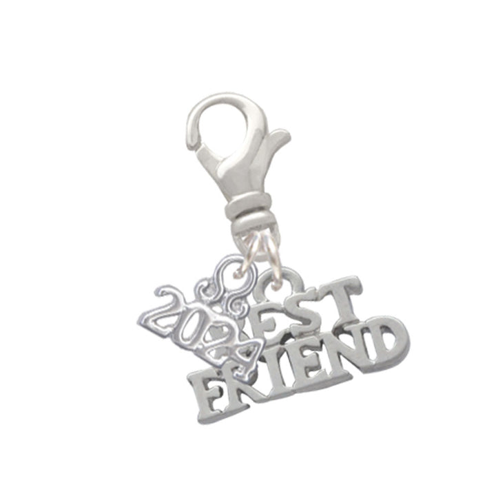 Delight Jewelry Silvertone Best Friend Clip on Charm with Year 2024 Image 1