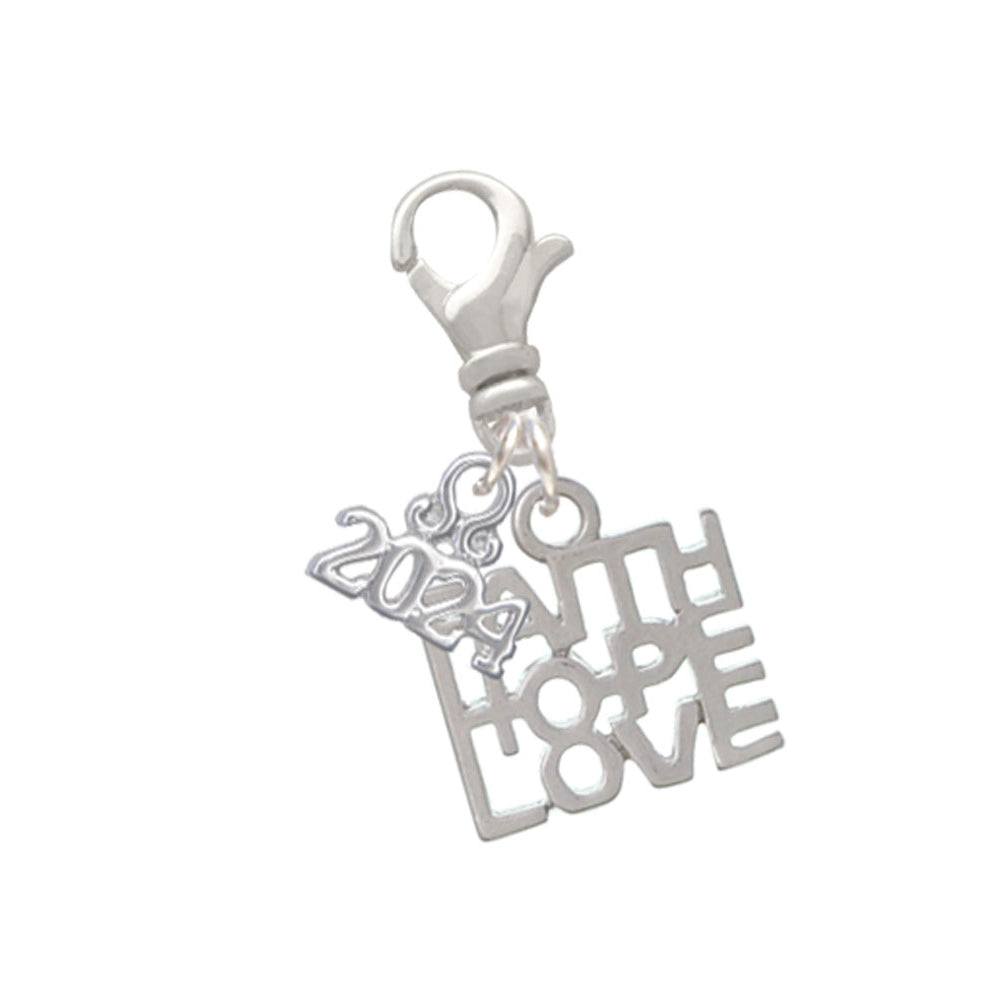 Delight Jewelry Silvertone Faith Hope Love Clip on Charm with Year 2024 Image 1