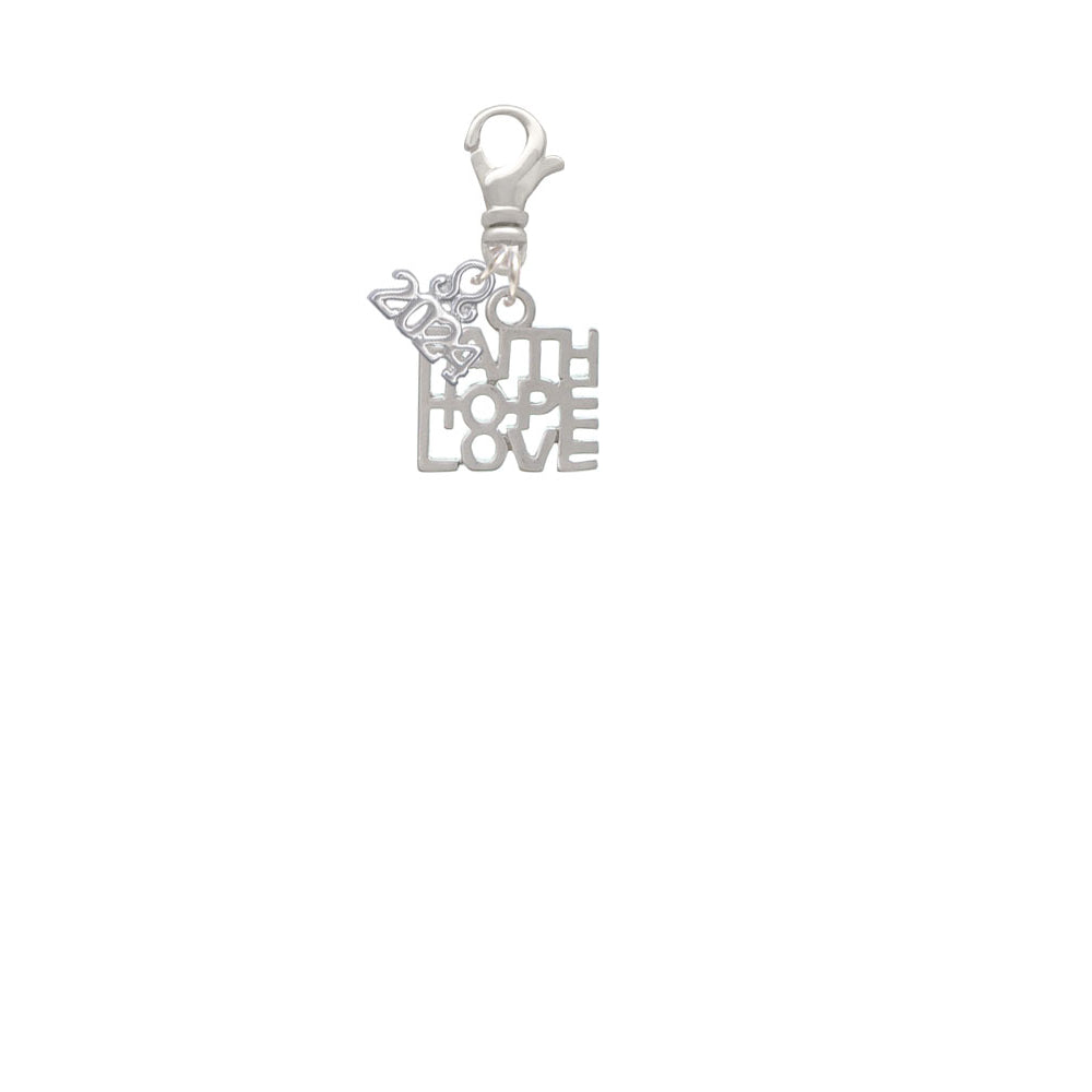 Delight Jewelry Silvertone Faith Hope Love Clip on Charm with Year 2024 Image 2