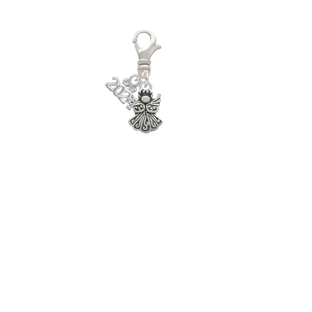 Delight Jewelry Silvertone Small Angel Clip on Charm with Year 2024 Image 2