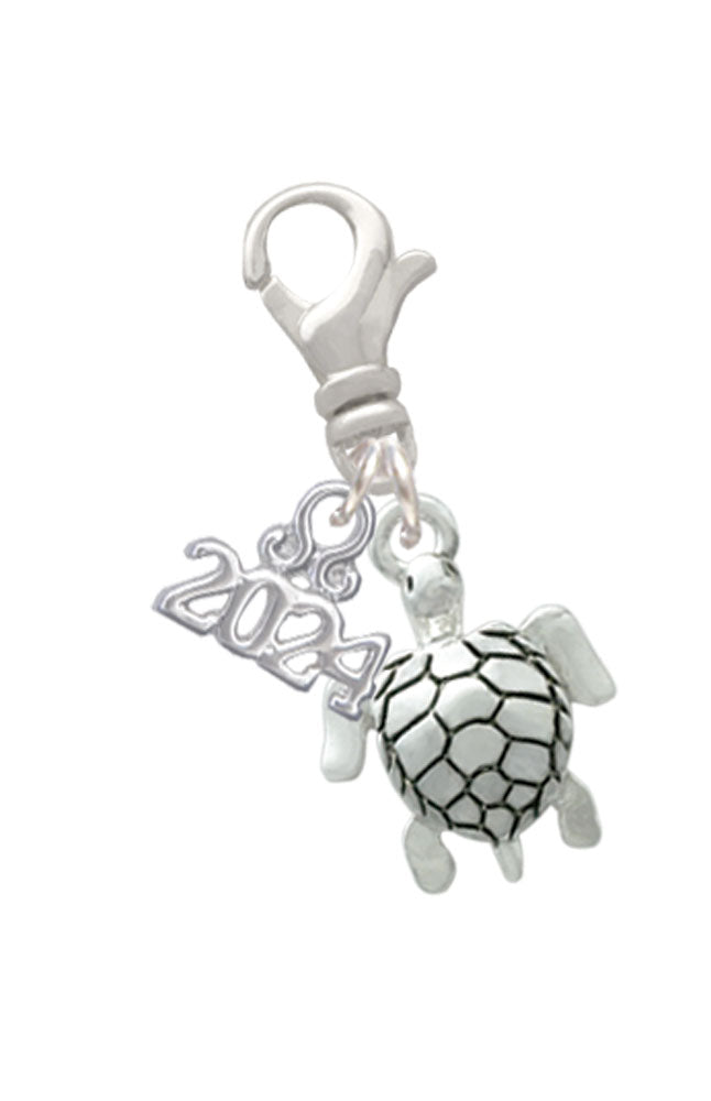 Delight Jewelry Silvertone Sea Turtle Clip on Charm with Year 2024 Image 1