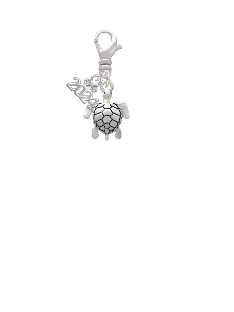 Delight Jewelry Silvertone Sea Turtle Clip on Charm with Year 2024 Image 2