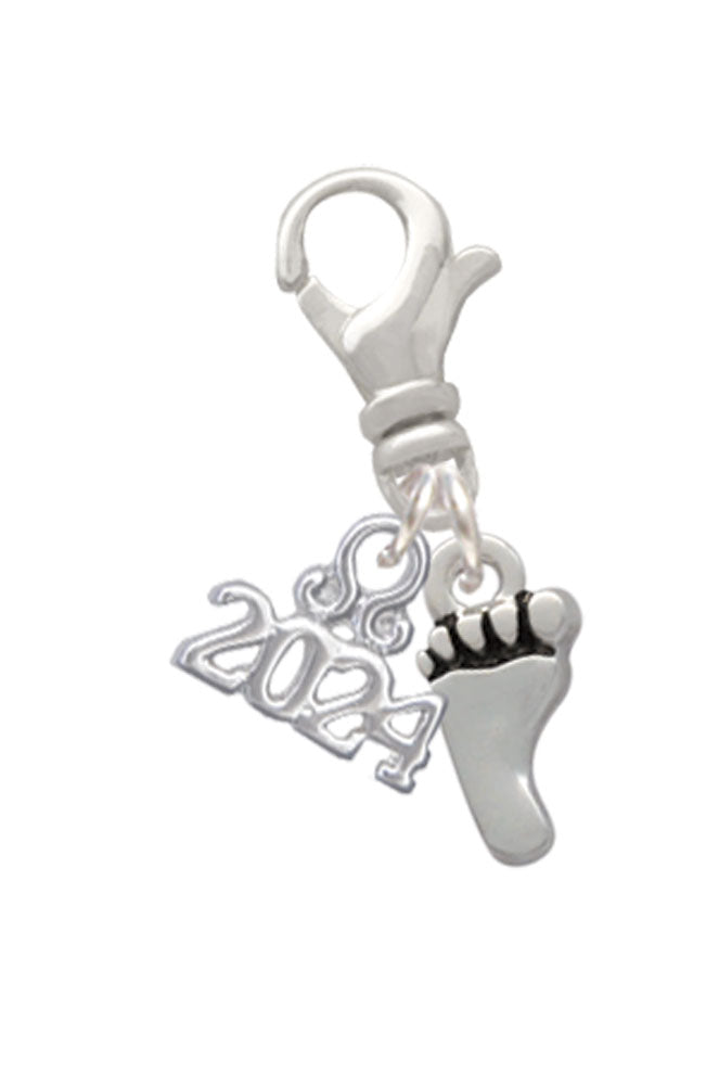 Delight Jewelry Silvertone Small Bare Feet Clip on Charm with Year 2024 Image 1