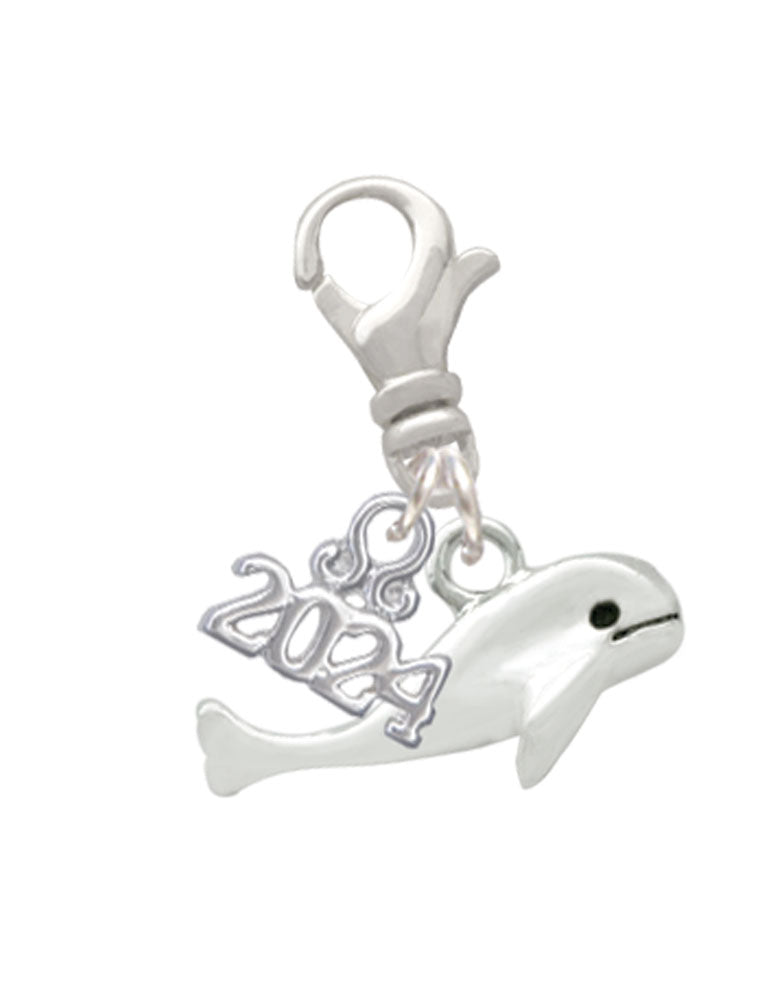 Delight Jewelry Silvertone Whale Clip on Charm with Year 2024 Image 1