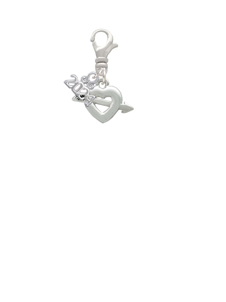 Delight Jewelry Silvertone Heart with Arrow Clip on Charm with Year 2024 Image 2