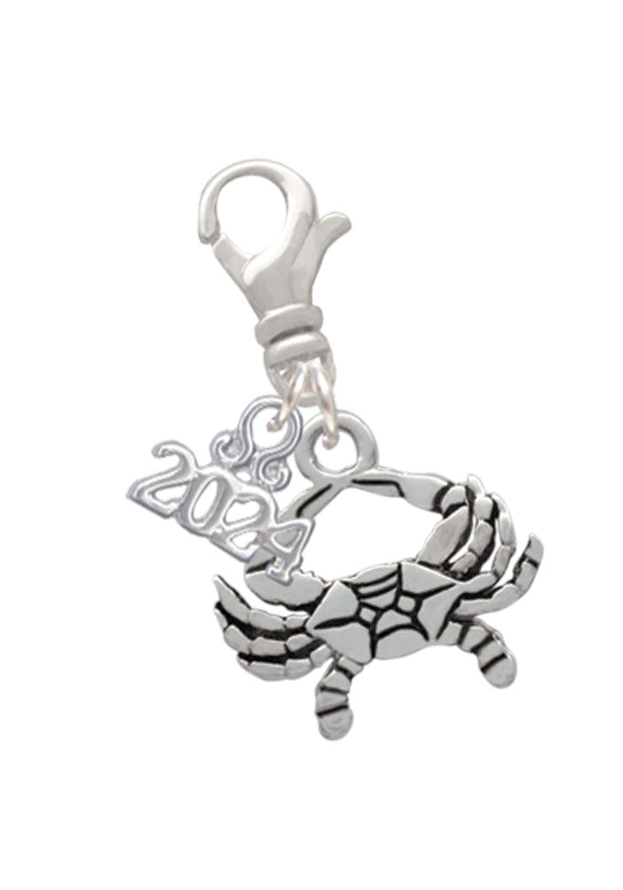 Delight Jewelry Silvertone Crab Clip on Charm with Year 2024 Image 1