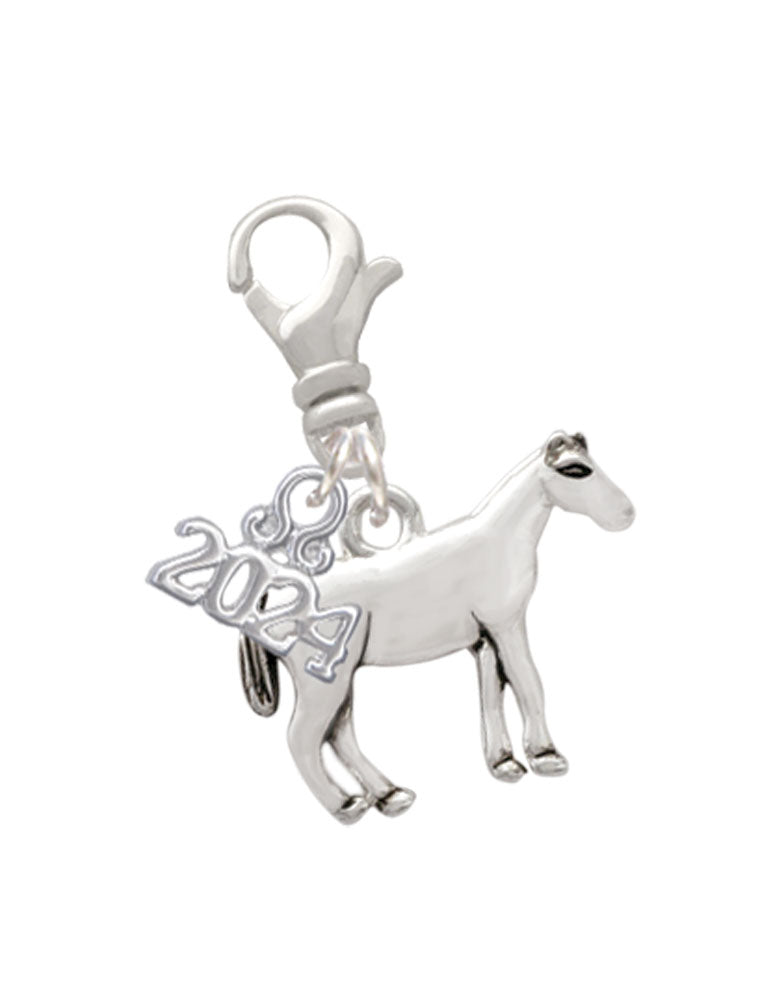 Delight Jewelry Silvertone Standing Horse Clip on Charm with Year 2024 Image 1