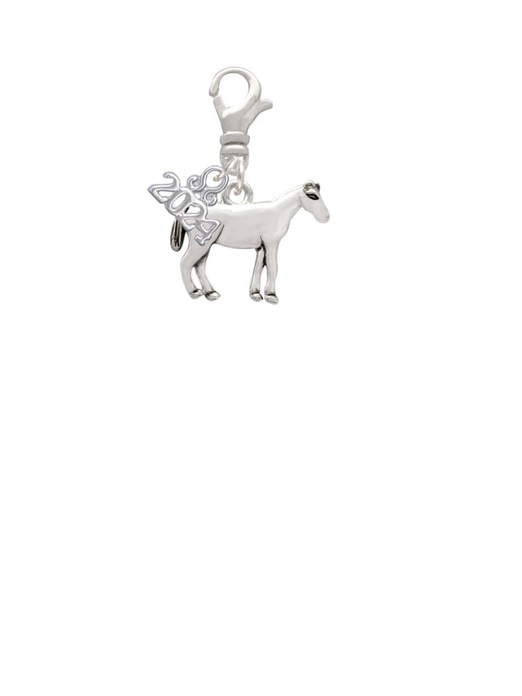 Delight Jewelry Silvertone Standing Horse Clip on Charm with Year 2024 Image 2