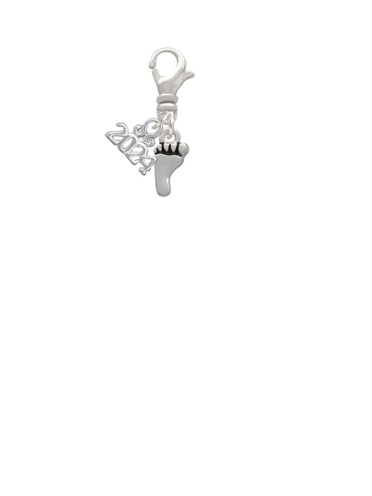 Delight Jewelry Silvertone Small Bare Feet Clip on Charm with Year 2024 Image 2