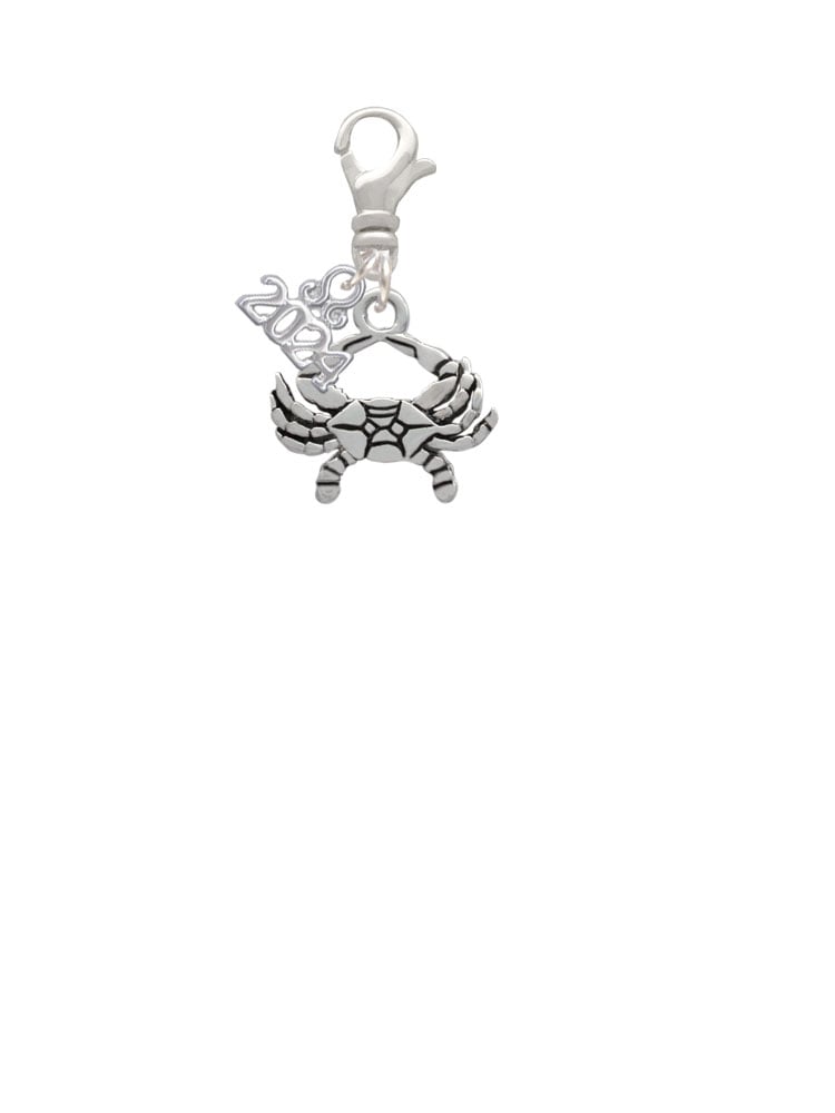Delight Jewelry Silvertone Crab Clip on Charm with Year 2024 Image 2