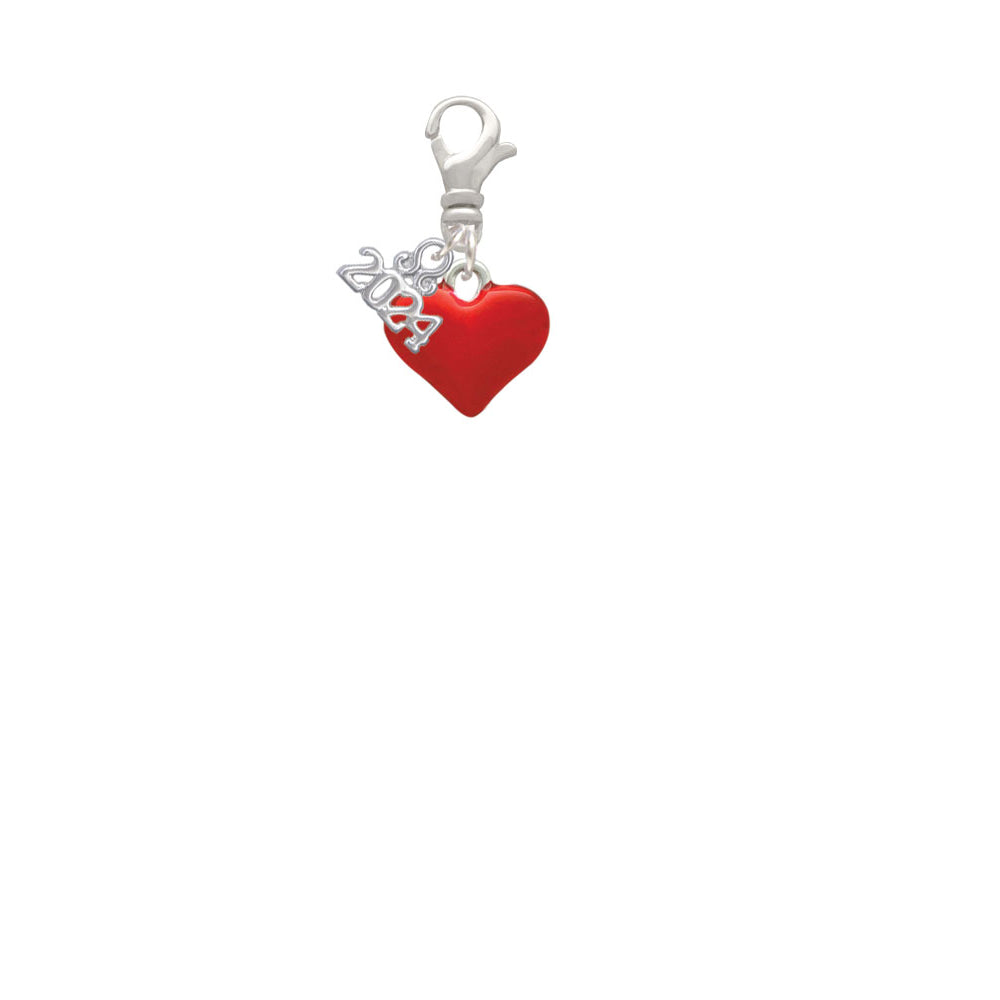 Delight Jewelry Silvertone 3-D Translucent Red Puff Heart Clip on Charm with Year 2024 Image 2
