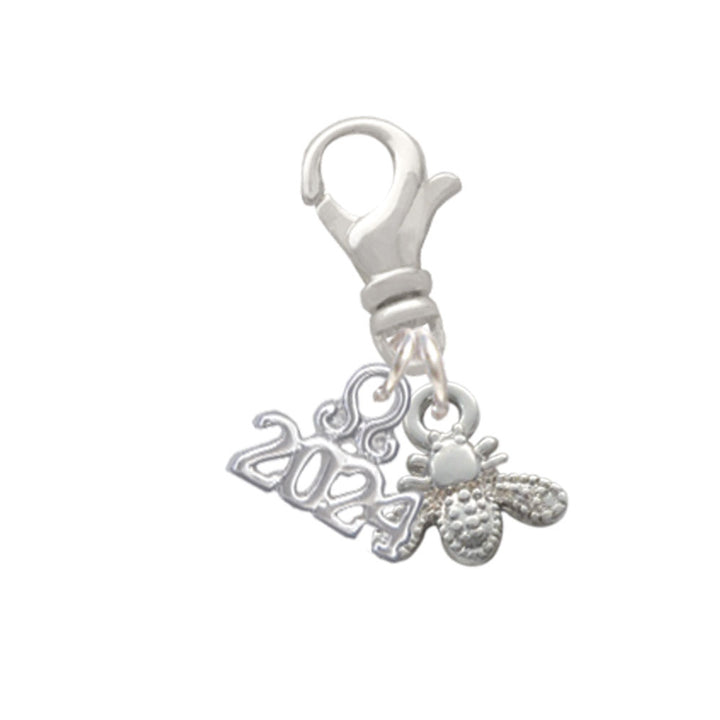 Delight Jewelry Silvertone Mini Bee Clip on Charm with Year 2024 Image 1