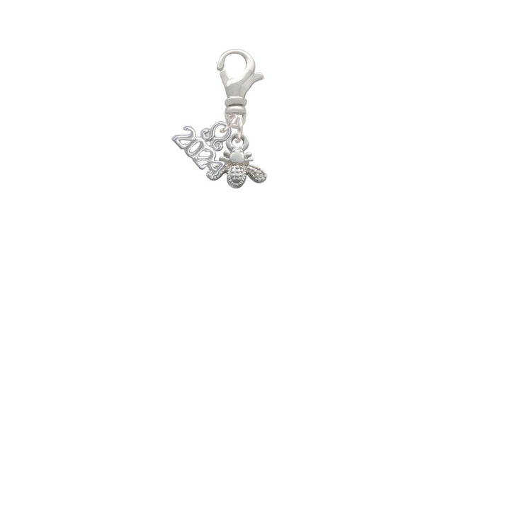 Delight Jewelry Silvertone Mini Bee Clip on Charm with Year 2024 Image 2