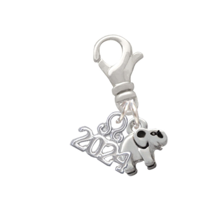 Delight Jewelry Silvertone Mini Elephant Clip on Charm with Year 2024 Image 1