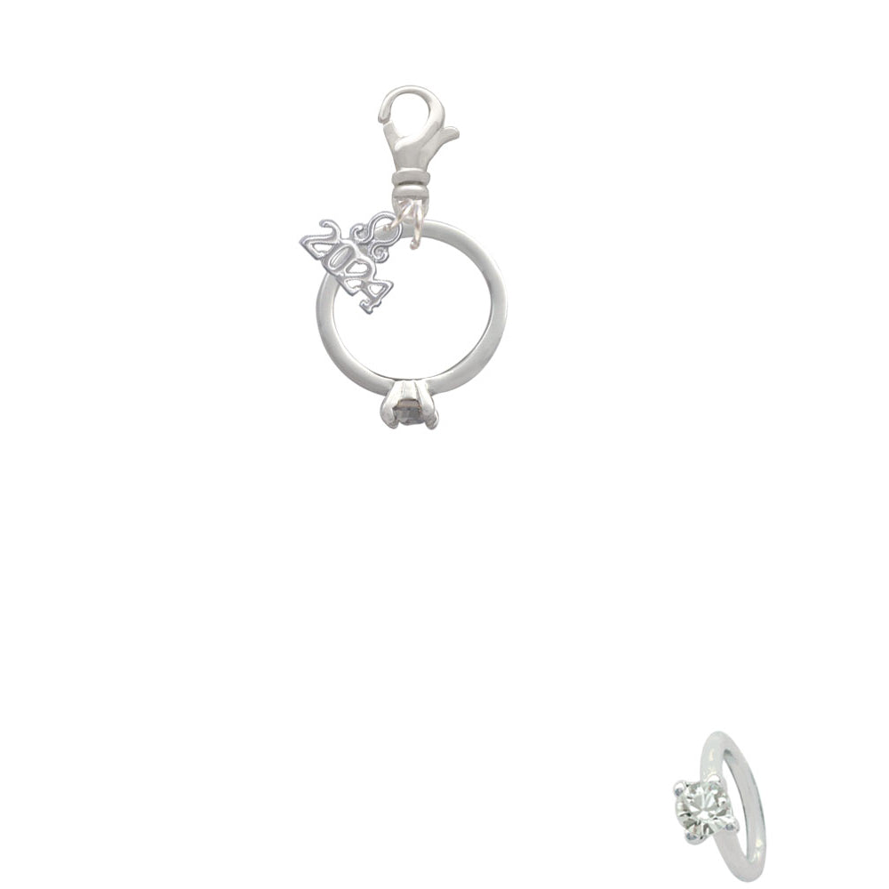 Delight Jewelry Silvertone Promise Ring with Crystal Clip on Charm with Year 2024 Image 2