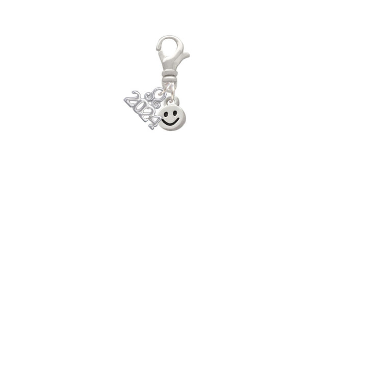 Delight Jewelry Silvertone Mini Smiley Face Clip on Charm with Year 2024 Image 2
