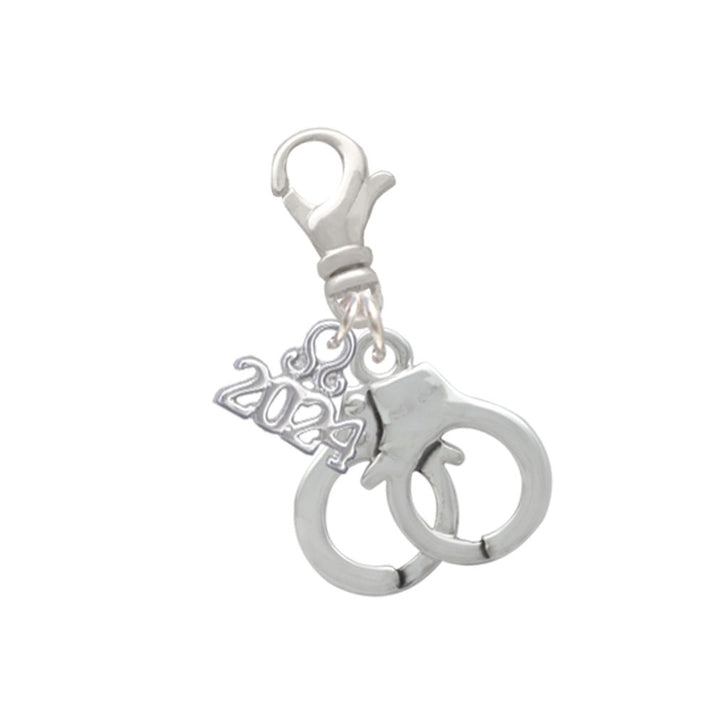 Delight Jewelry Silvertone Handcuffs Clip on Charm with Year 2024 Image 1