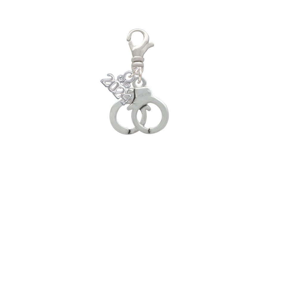 Delight Jewelry Silvertone Handcuffs Clip on Charm with Year 2024 Image 2