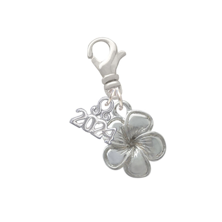 Delight Jewelry Silvertone Flower Clip on Charm with Year 2024 Image 1