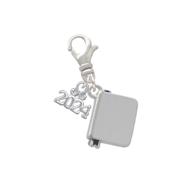 Delight Jewelry Silvertone Book Clip on Charm with Year 2024 Image 1