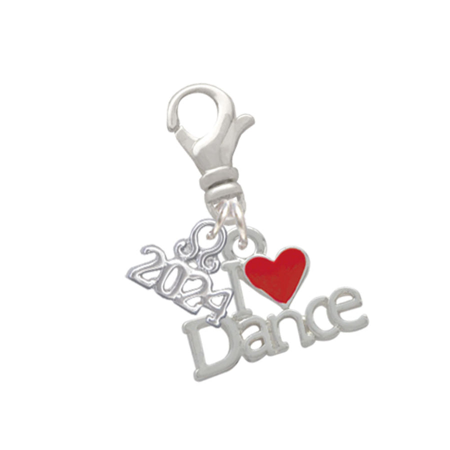 Delight Jewelry Silvertone I love Dance with Red Heart Clip on Charm with Year 2024 Image 1