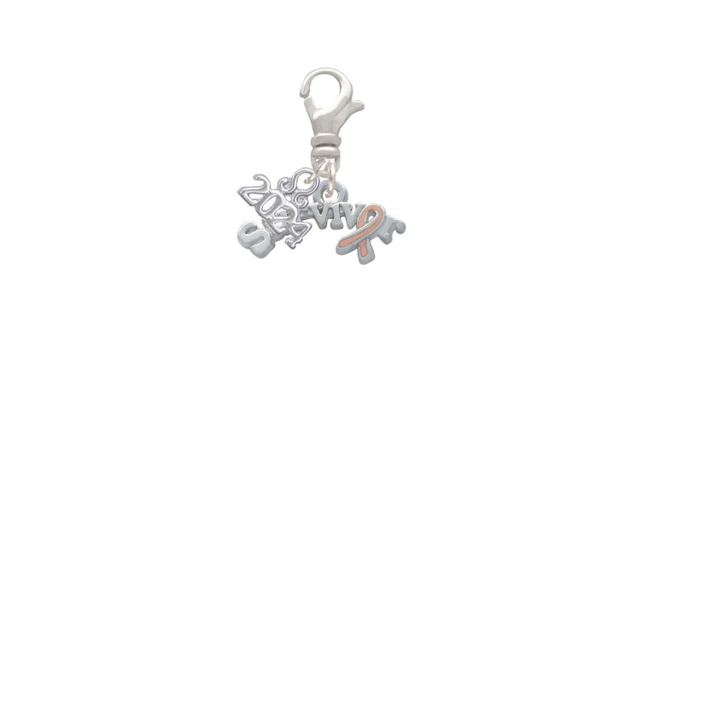Delight Jewelry Silvertone Survivor with Pink Ribbon Clip on Charm with Year 2024 Image 2