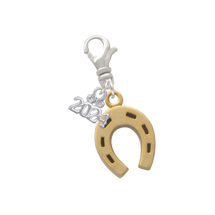 Delight Jewelry Goldtone Horseshoe Clip on Charm with Year 2024 Image 1