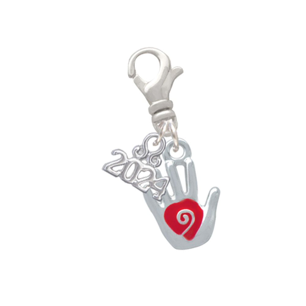 Delight Jewelry Silvertone Healing Hand Clip on Charm with Year 2024 Image 1