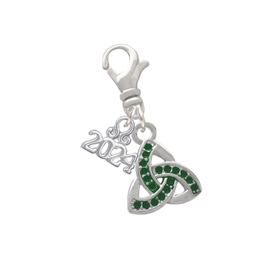 Delight Jewelry Silvertone Small 2-D Green Trinity Knot Clip on Charm with Year 2024 Image 1