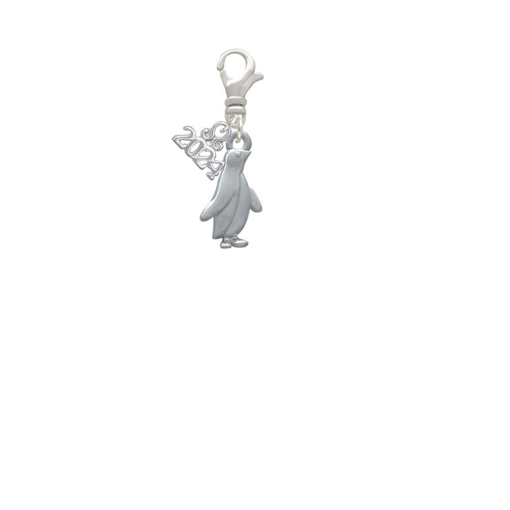 Delight Jewelry Silvertone Penguin Clip on Charm with Year 2024 Image 2