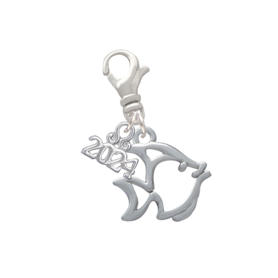 Delight Jewelry Silvertone 2-D Open Angel Fish Clip on Charm with Year 2024 Image 1