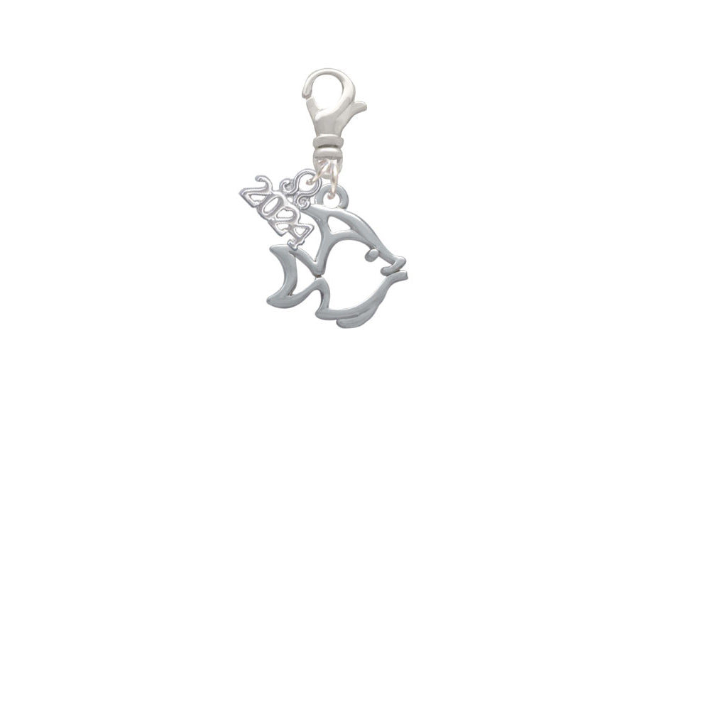Delight Jewelry Silvertone 2-D Open Angel Fish Clip on Charm with Year 2024 Image 2