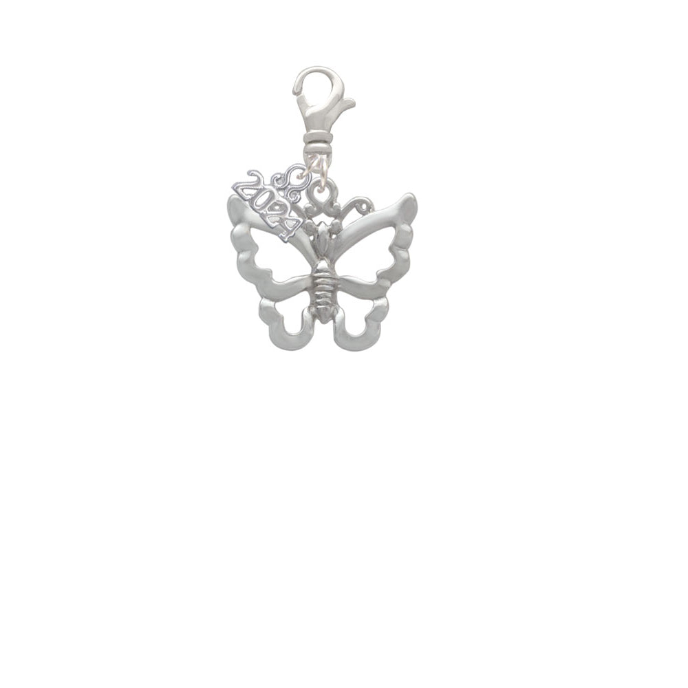 Delight Jewelry Silvertone Large Open Butterfly Clip on Charm with Year 2024 Image 2
