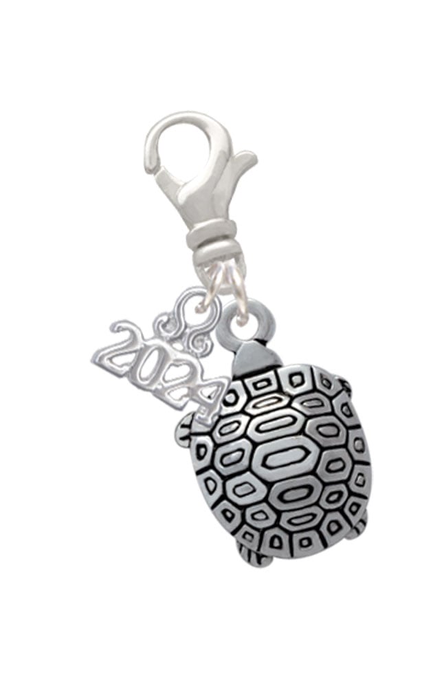 Delight Jewelry Silvertone Tortoise Clip on Charm with Year 2024 Image 1