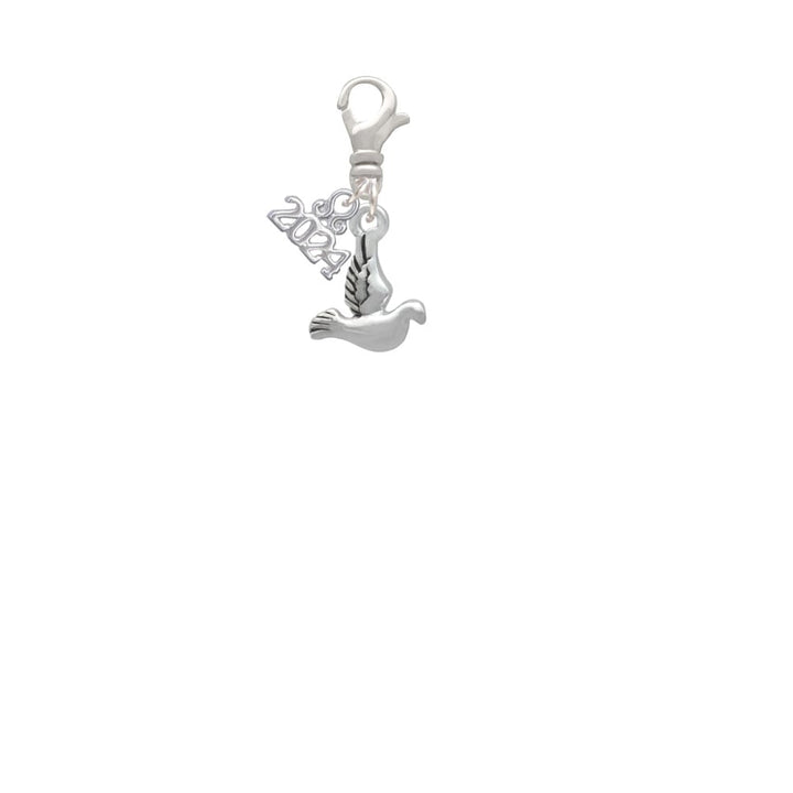 Delight Jewelry Silvertone 2-D Small Dove Clip on Charm with Year 2024 Image 2