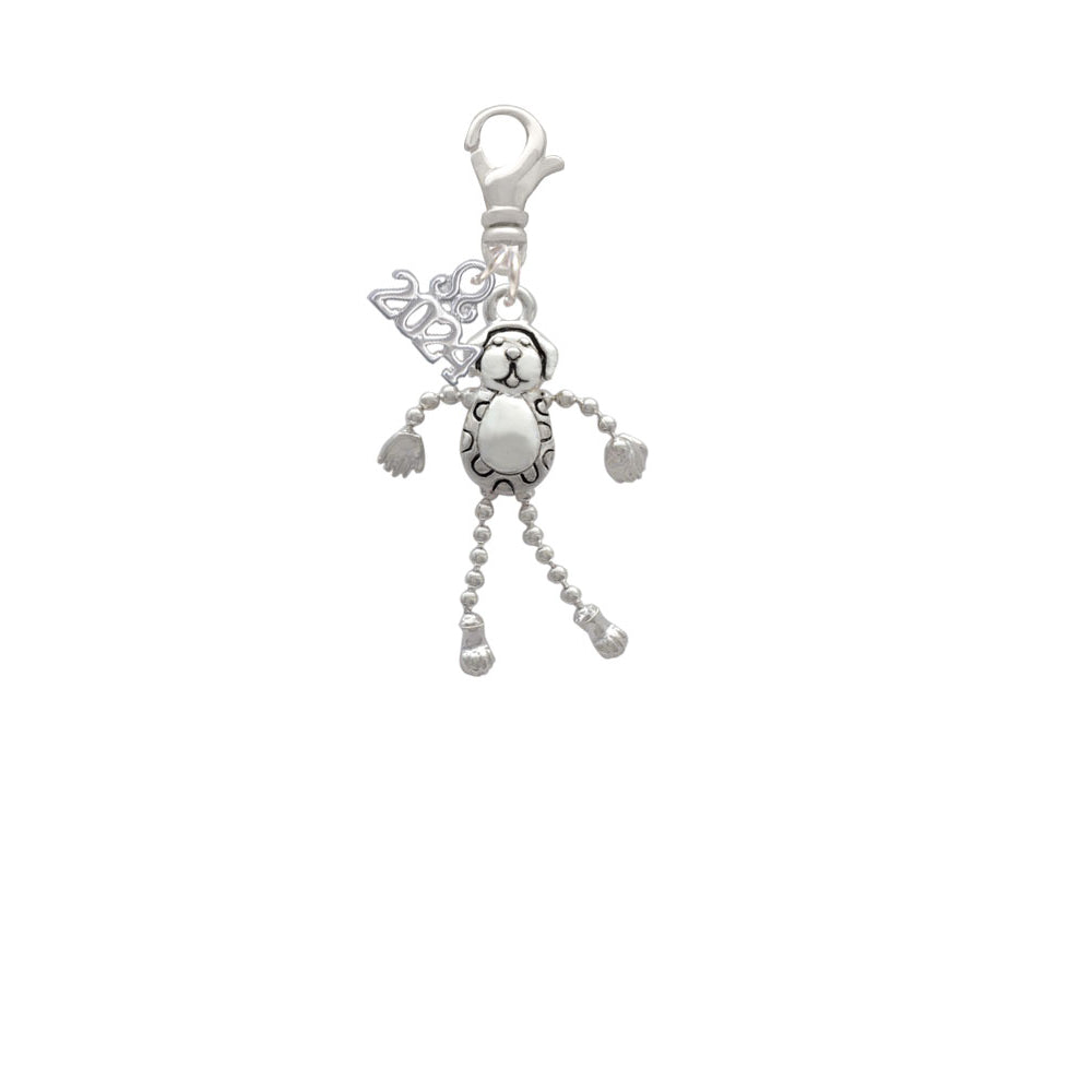 Delight Jewelry Silvertone Dog with 4 Dangle legs Clip on Charm with Year 2024 Image 2