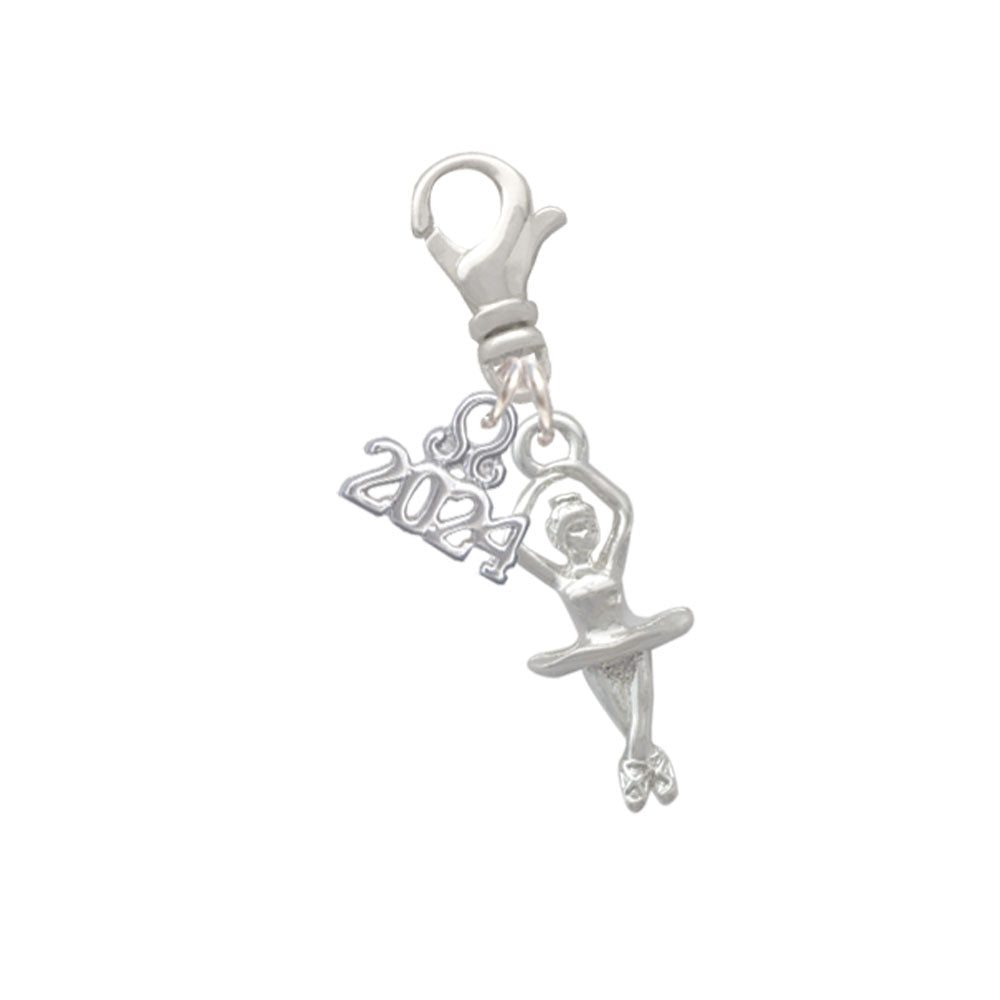 Delight Jewelry Silvertone 3-D Ballerina Clip on Charm with Year 2024 Image 1