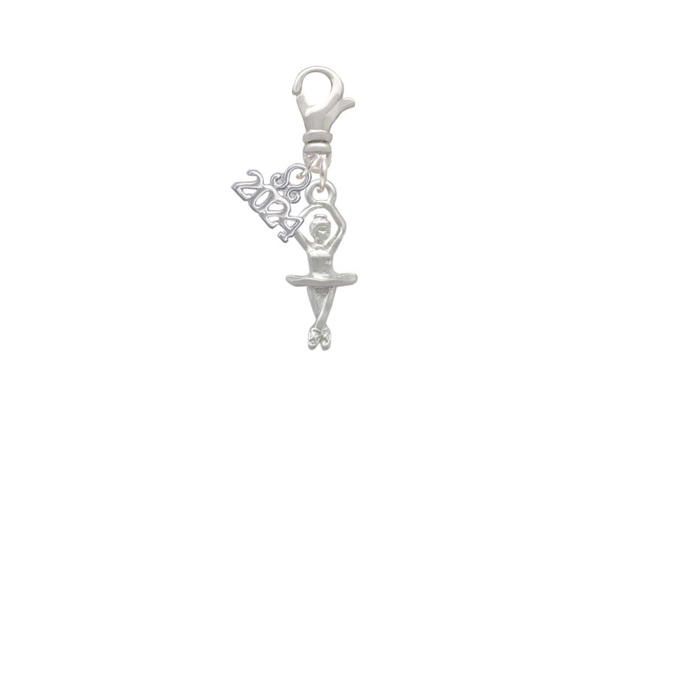Delight Jewelry Silvertone 3-D Ballerina Clip on Charm with Year 2024 Image 2