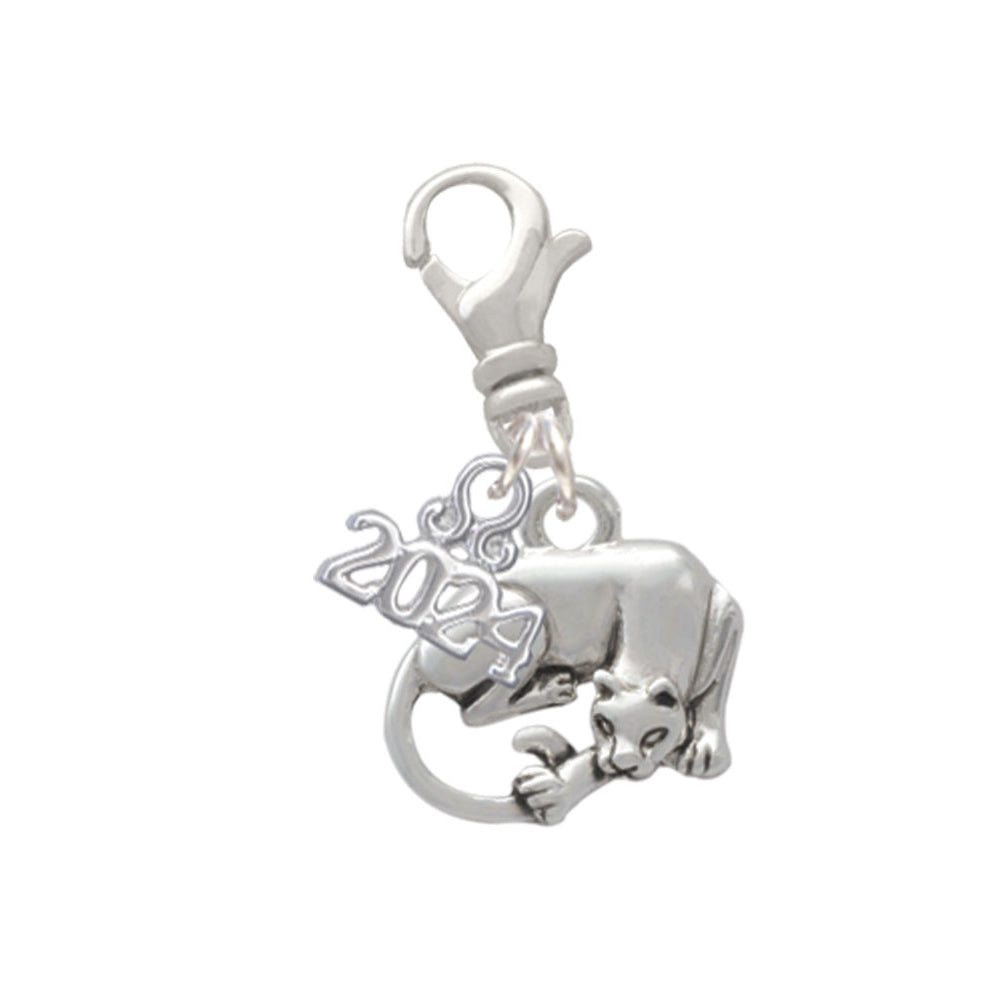 Delight Jewelry Silvertone Panther Clip on Charm with Year 2024 Image 1