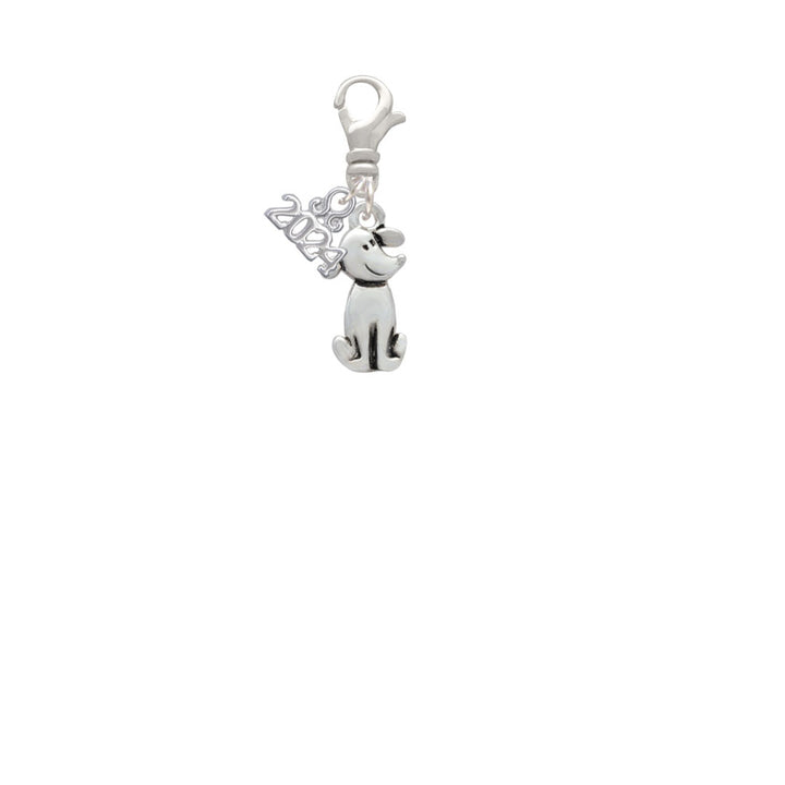 Delight Jewelry Silvertone 2-D Dog Clip on Charm with Year 2024 Image 2