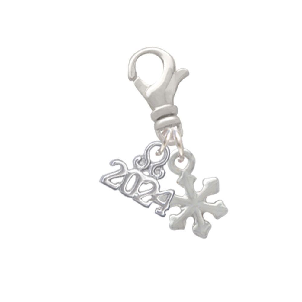 Delight Jewelry Silvertone Mini Snowflake Clip on Charm with Year 2024 Image 1