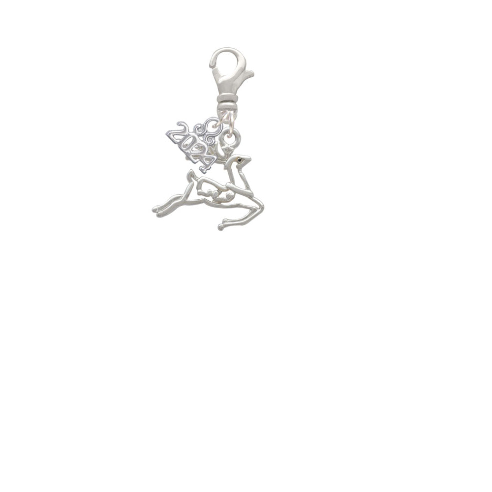 Delight Jewelry Silvertone 2-D Reindeer Clip on Charm with Year 2024 Image 2