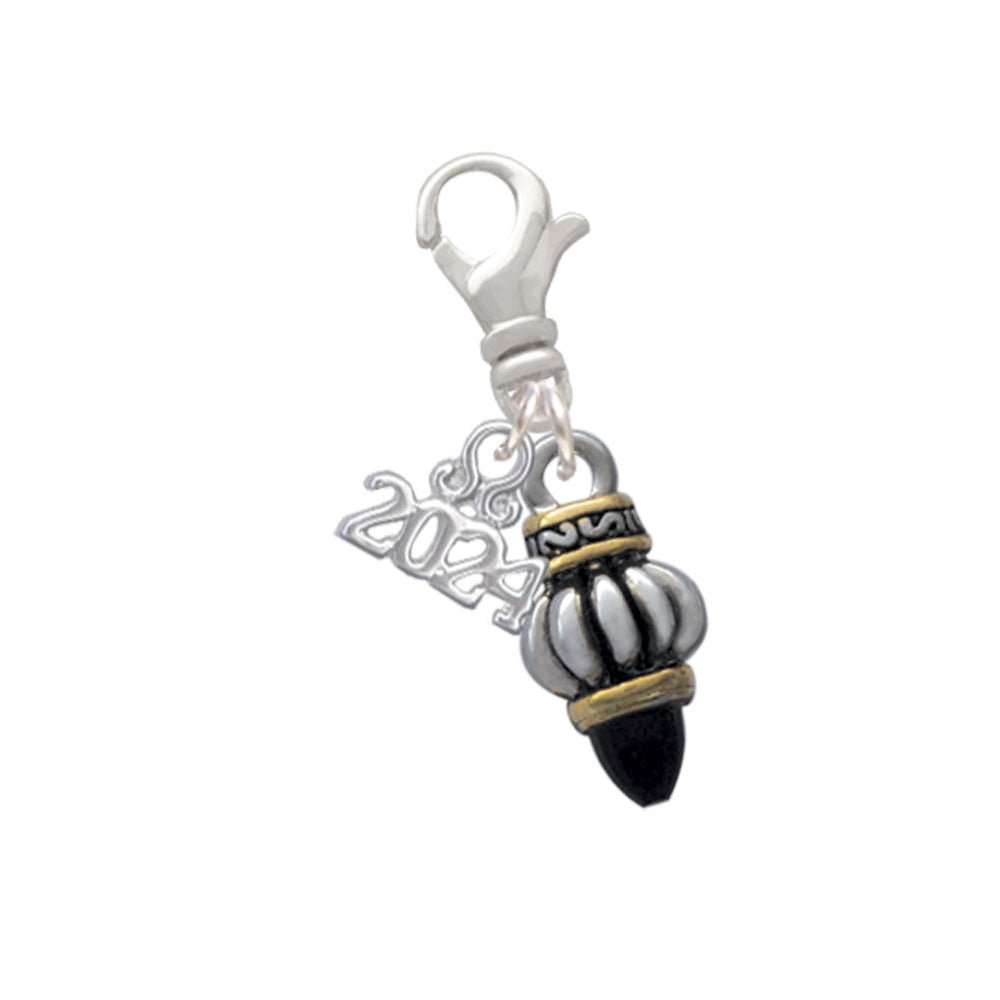 Delight Jewelry Two-tone Drop with Black Crystal Clip on Charm with Year 2024 Image 1