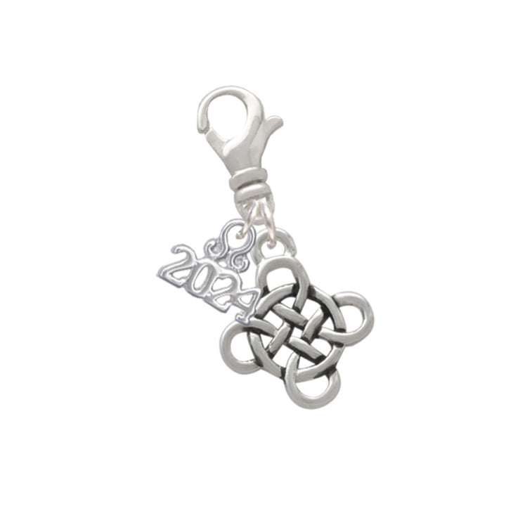 Delight Jewelry Silvertone Celtic Knot Cross Clip on Charm with Year 2024 Image 1