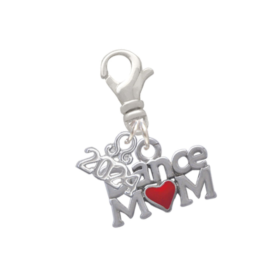 Delight Jewelry Silvertone Dance Mom with Red Heart Clip on Charm with Year 2024 Image 1