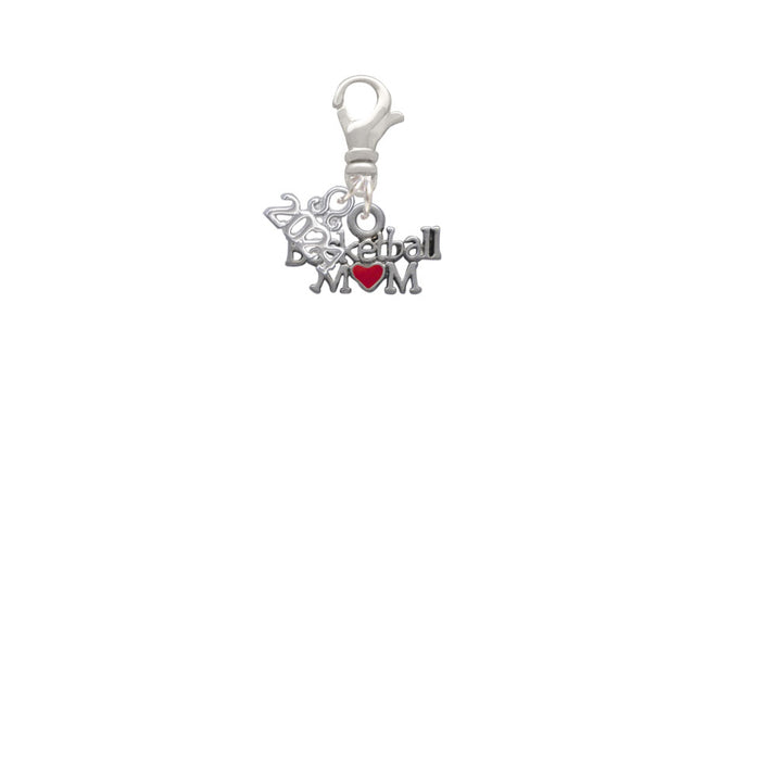 Delight Jewelry Silvertone Basketball Mom with Red Heart Clip on Charm with Year 2024 Image 2