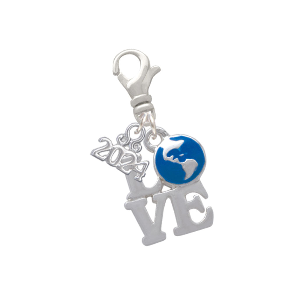 Delight Jewelry Silvertone Love with Enamel Earth Globe Clip on Charm with Year 2024 Image 1