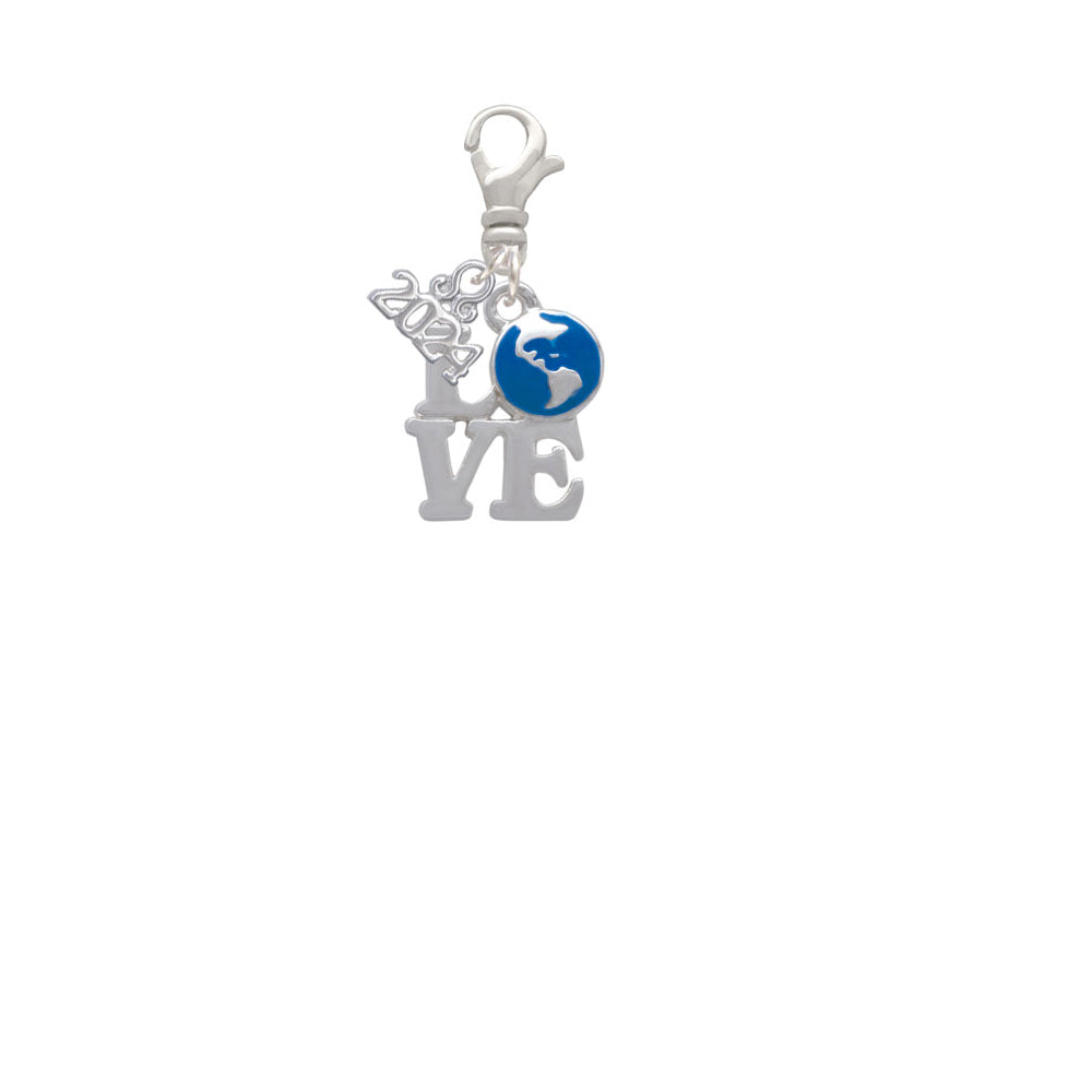Delight Jewelry Silvertone Love with Enamel Earth Globe Clip on Charm with Year 2024 Image 2