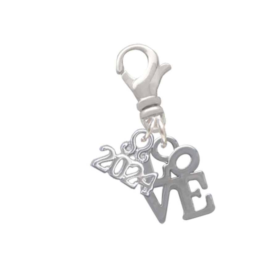Delight Jewelry Silvertone Mini Love in Square Clip on Charm with Year 2024 Image 1
